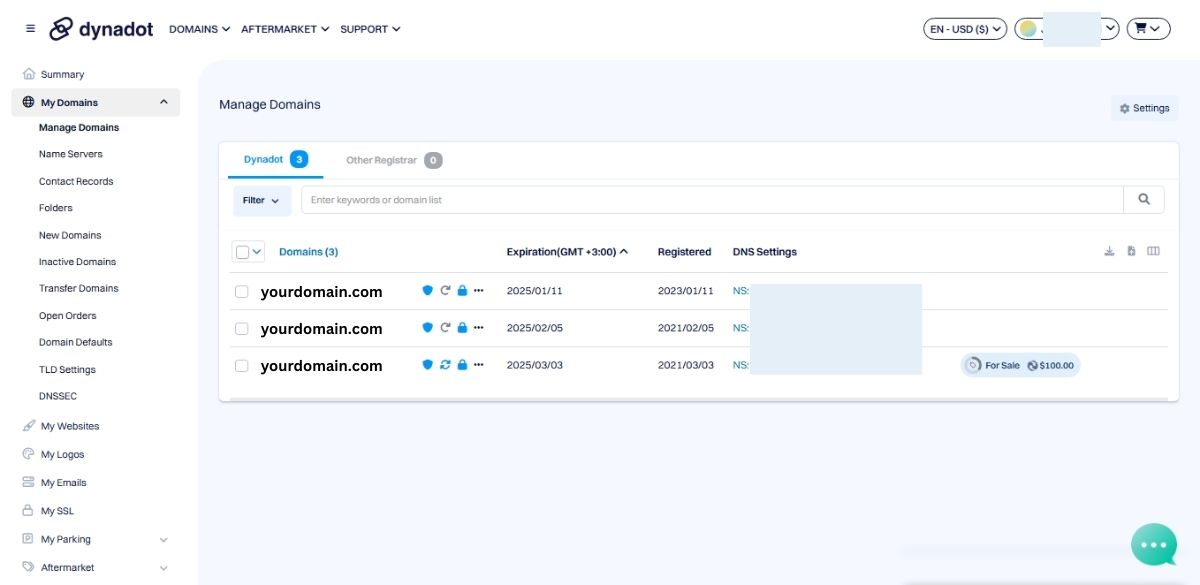 How to set up DNS records at Dynadot