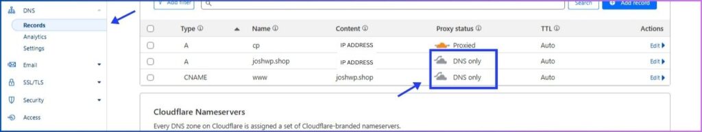 Disable Cloudflare DNS Proxy