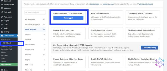 How to insert Ads using WpCode snippets plugin