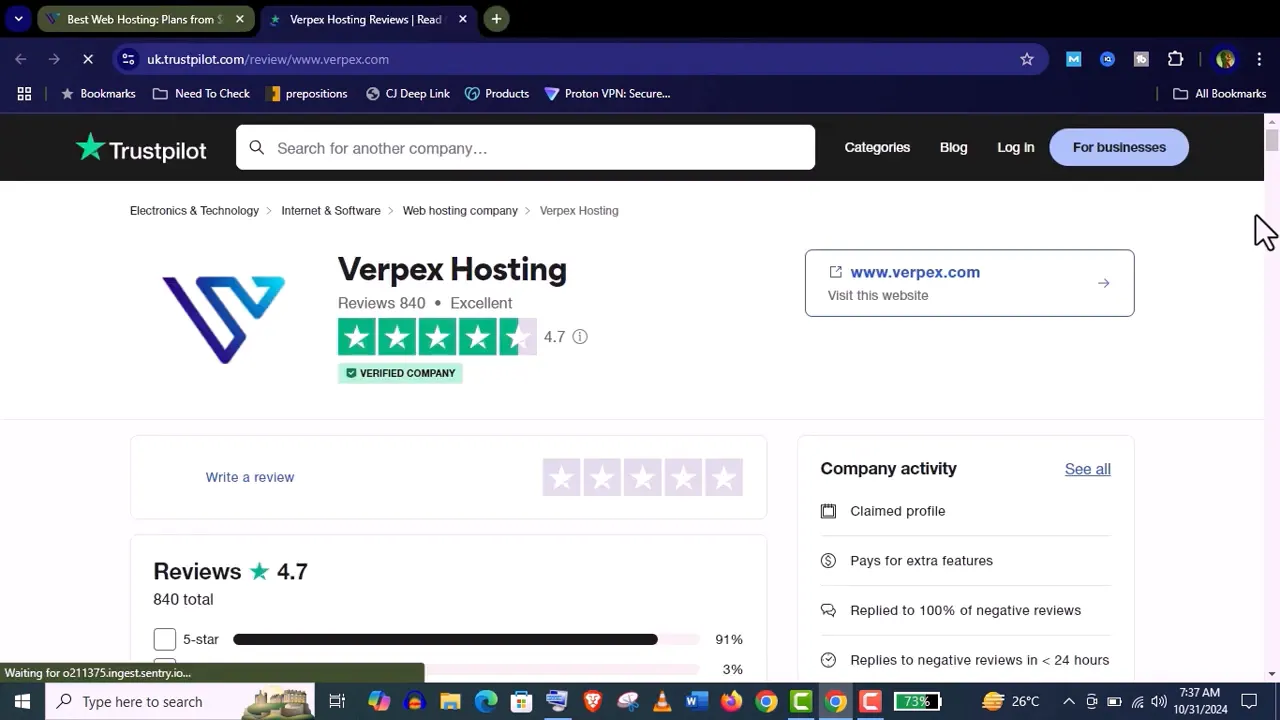 Verpex customer reviews