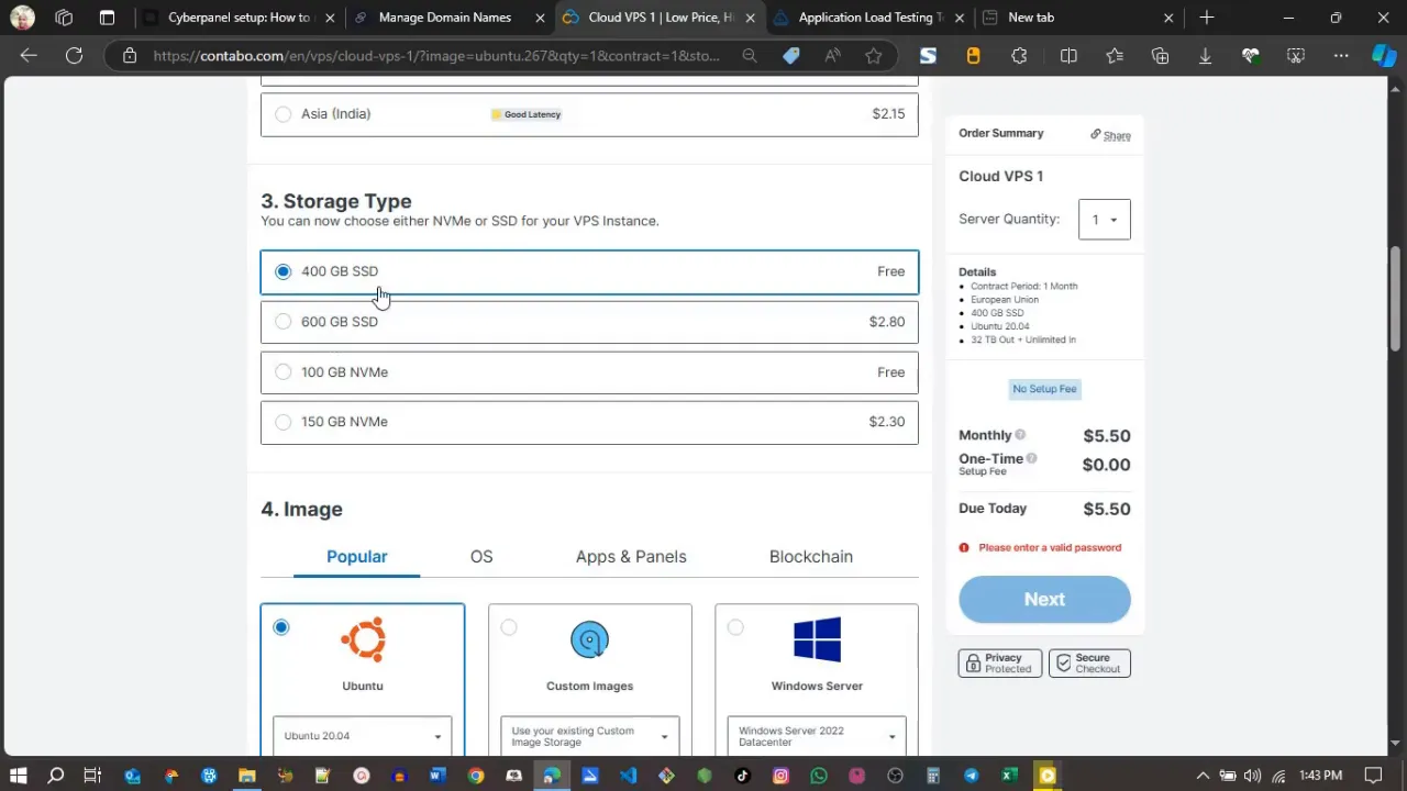 How to Install CloudPanel on Contabo VPS: Choosing Storage Type and OS