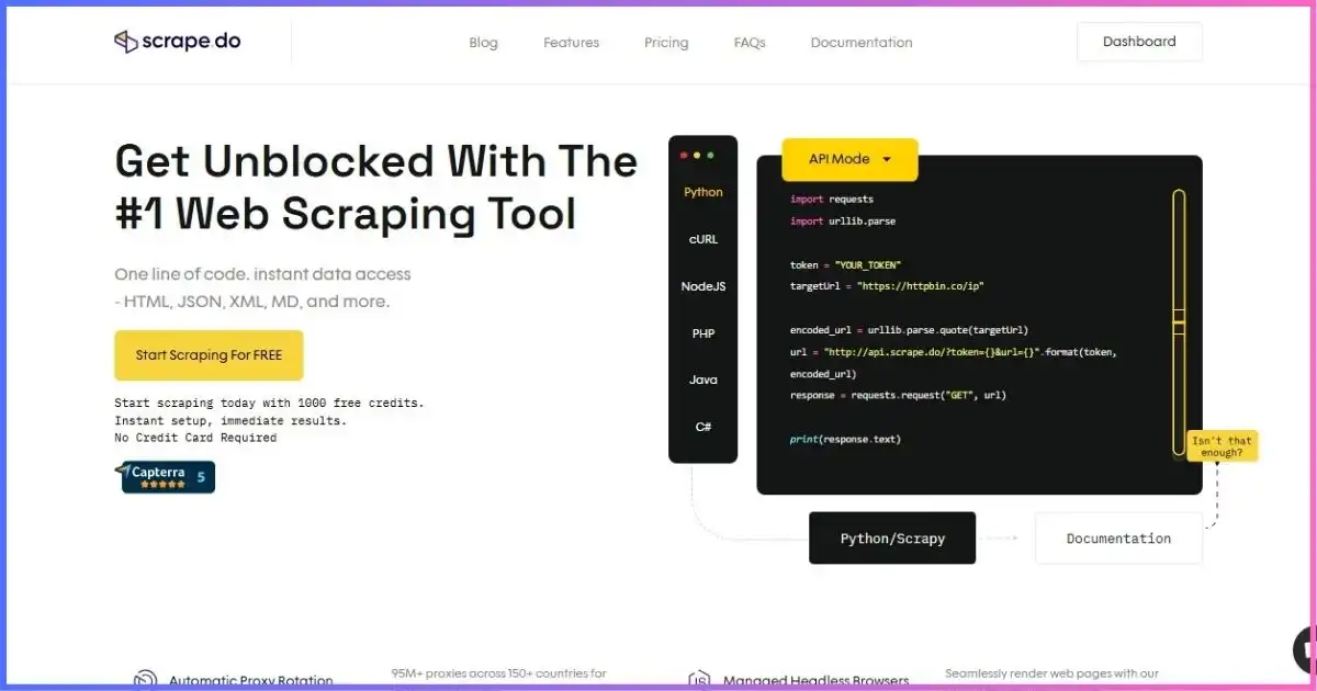 Scrape.do managed web scraping API and proxy platform