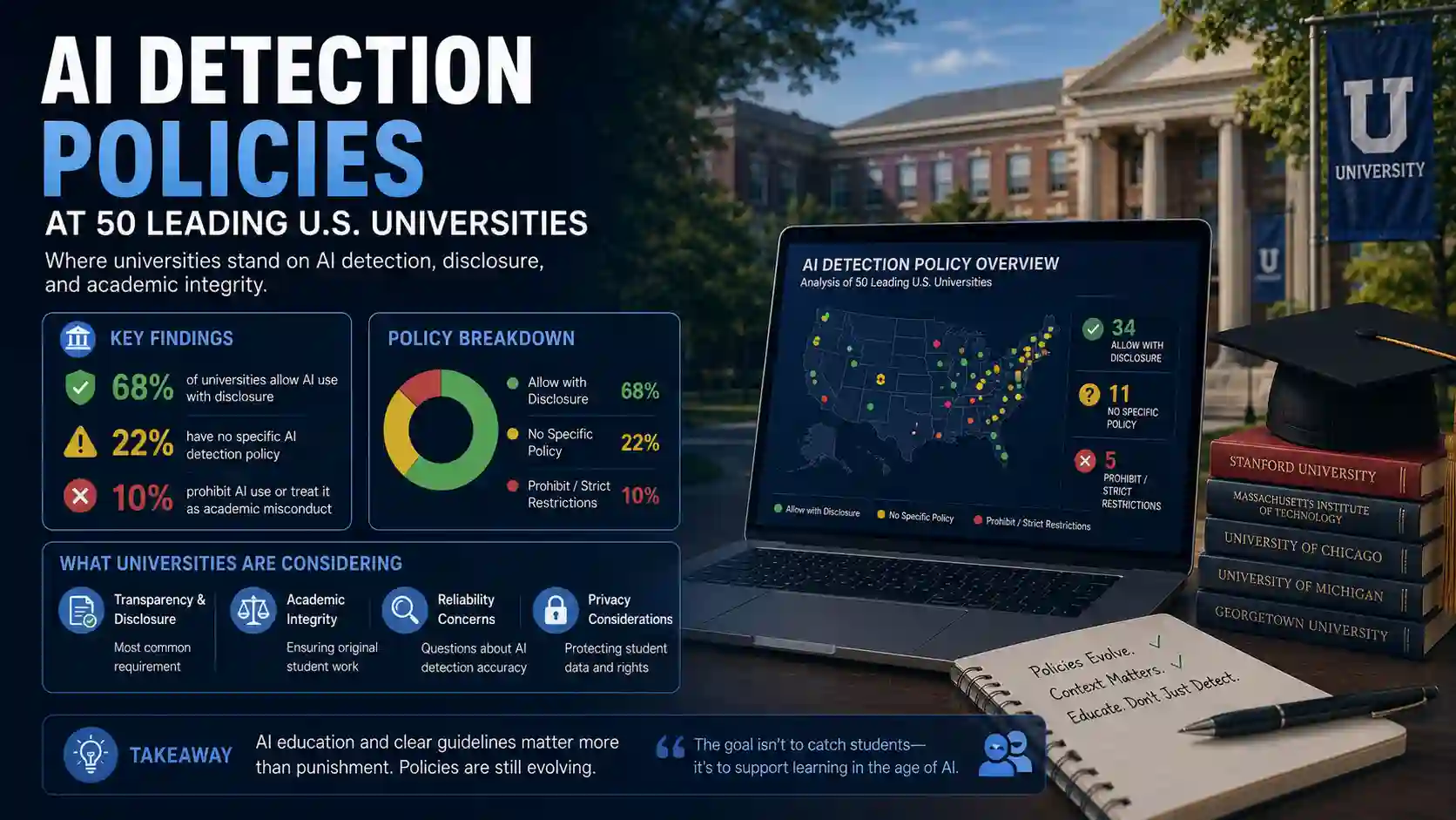 AI Detection Policies at 50 Leading U.S. Universities