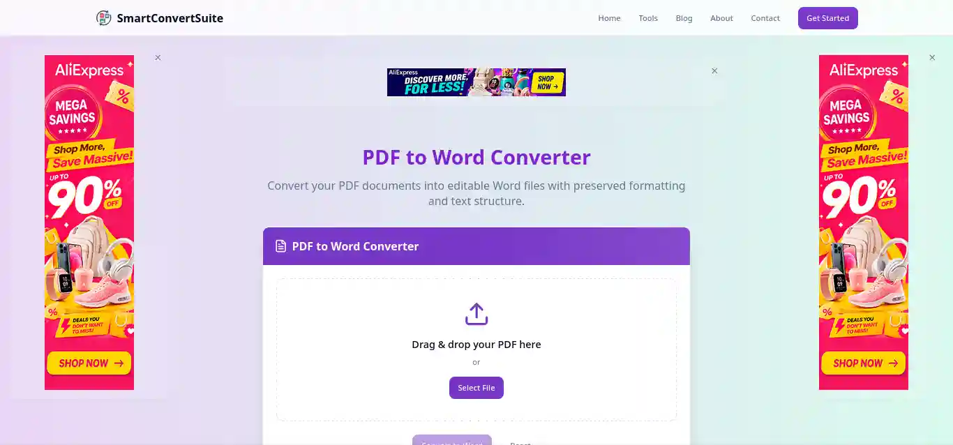 Website showing Adsterra live banner ad placement example