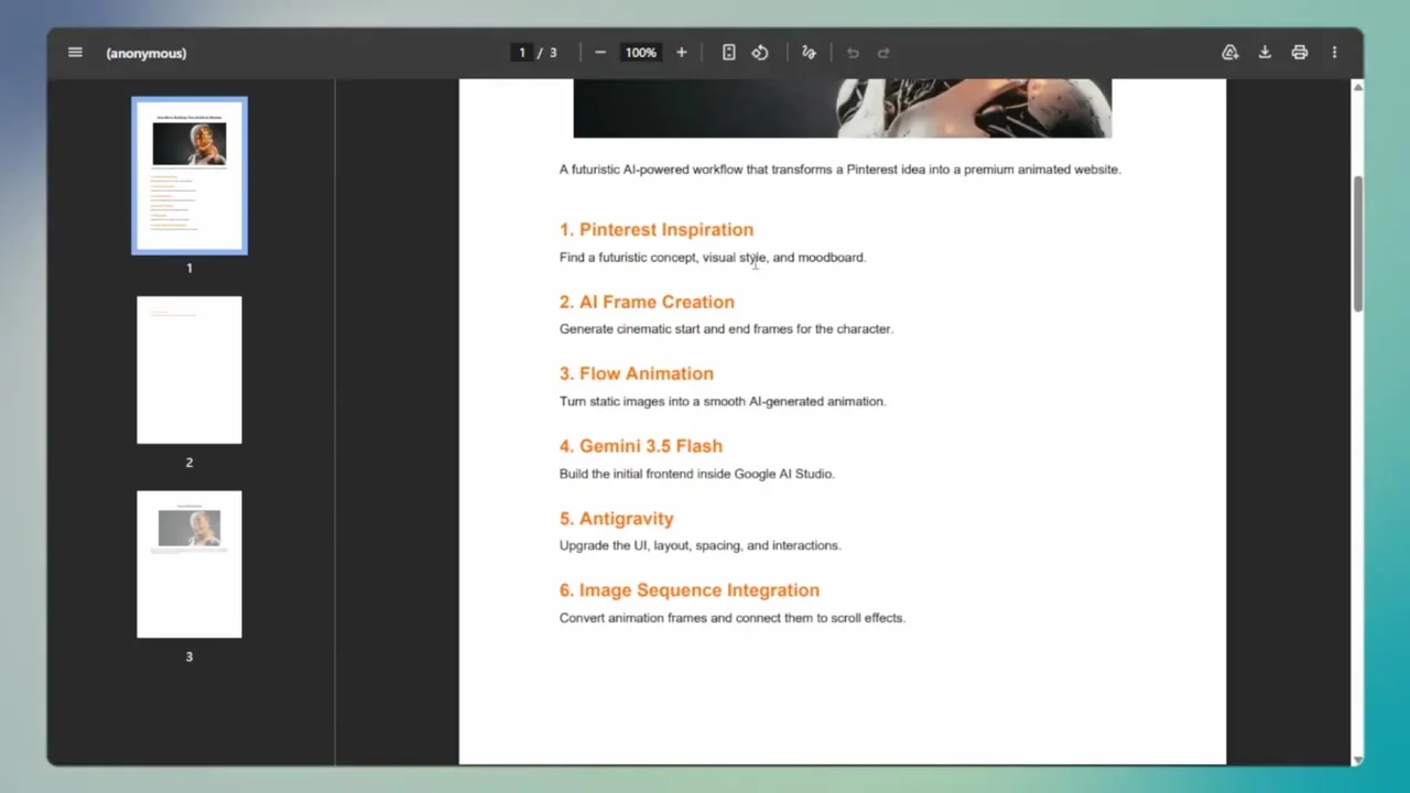 Project plan for building a futuristic 3D website with AI