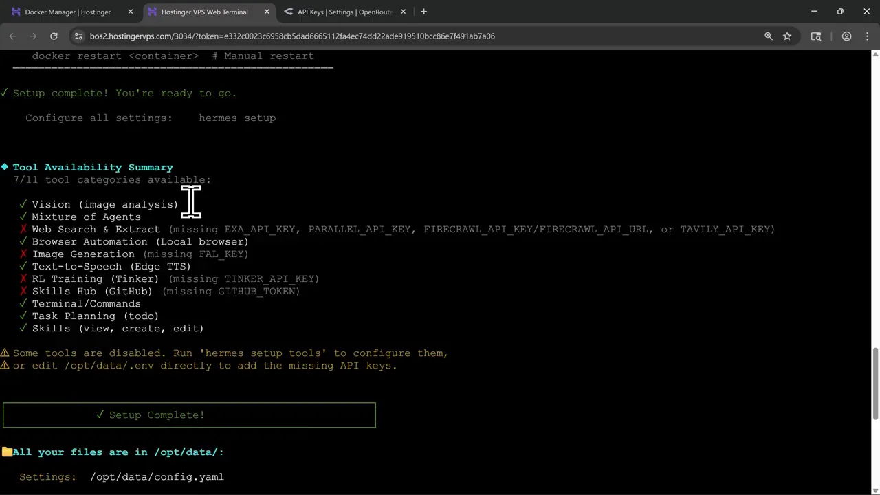 Hermes Agent terminal wizard configuring the Telegram messaging gateway