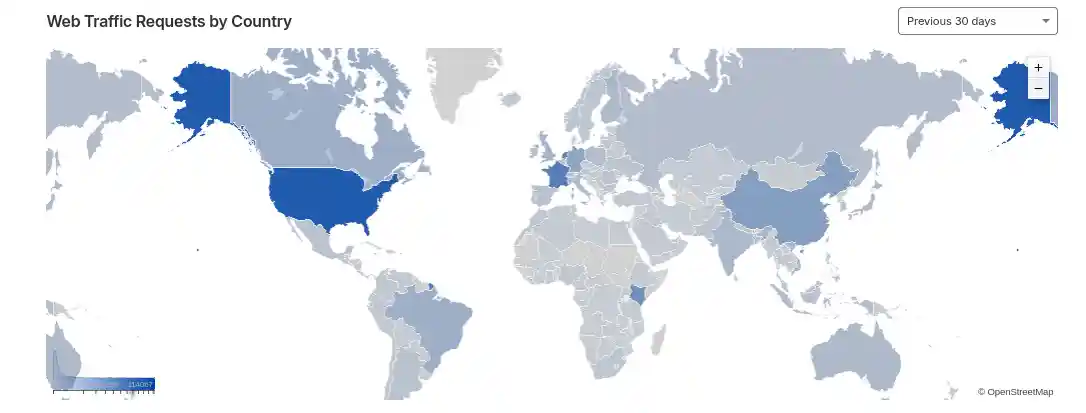 JoshWP Web Traffic Requests by Country Map