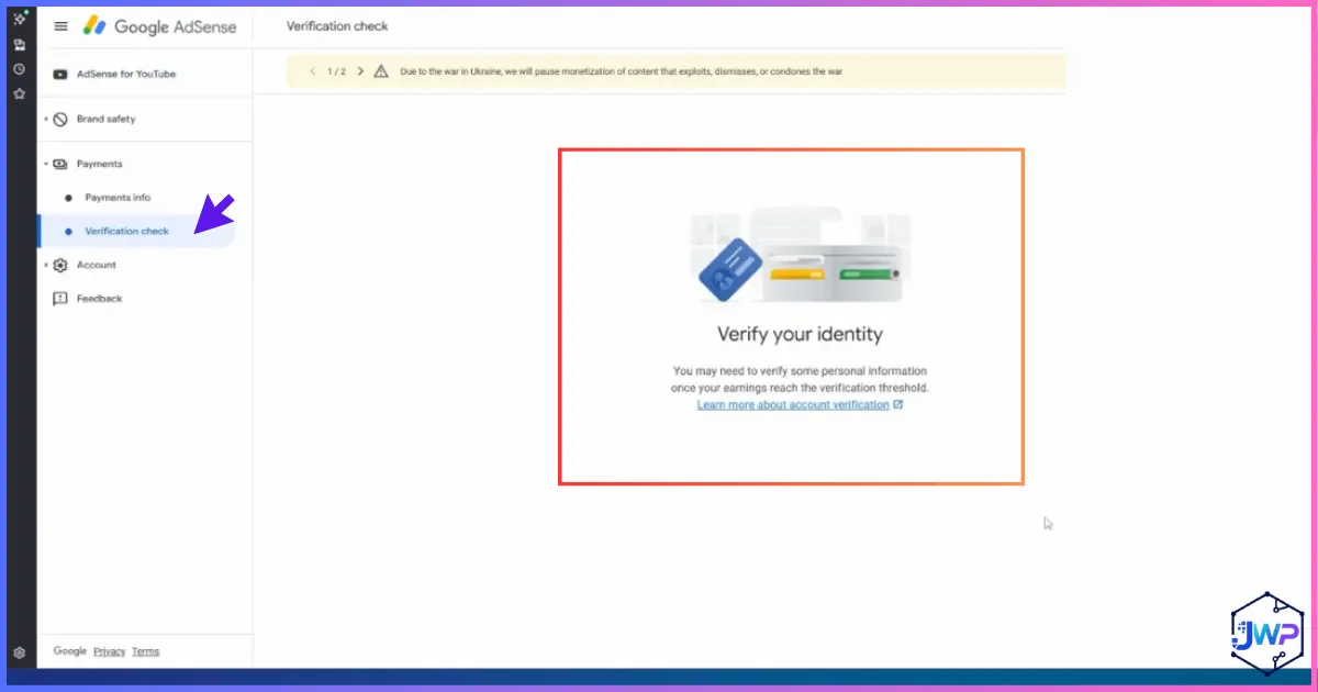AdSense verify identity step 6 for multi-entity operators