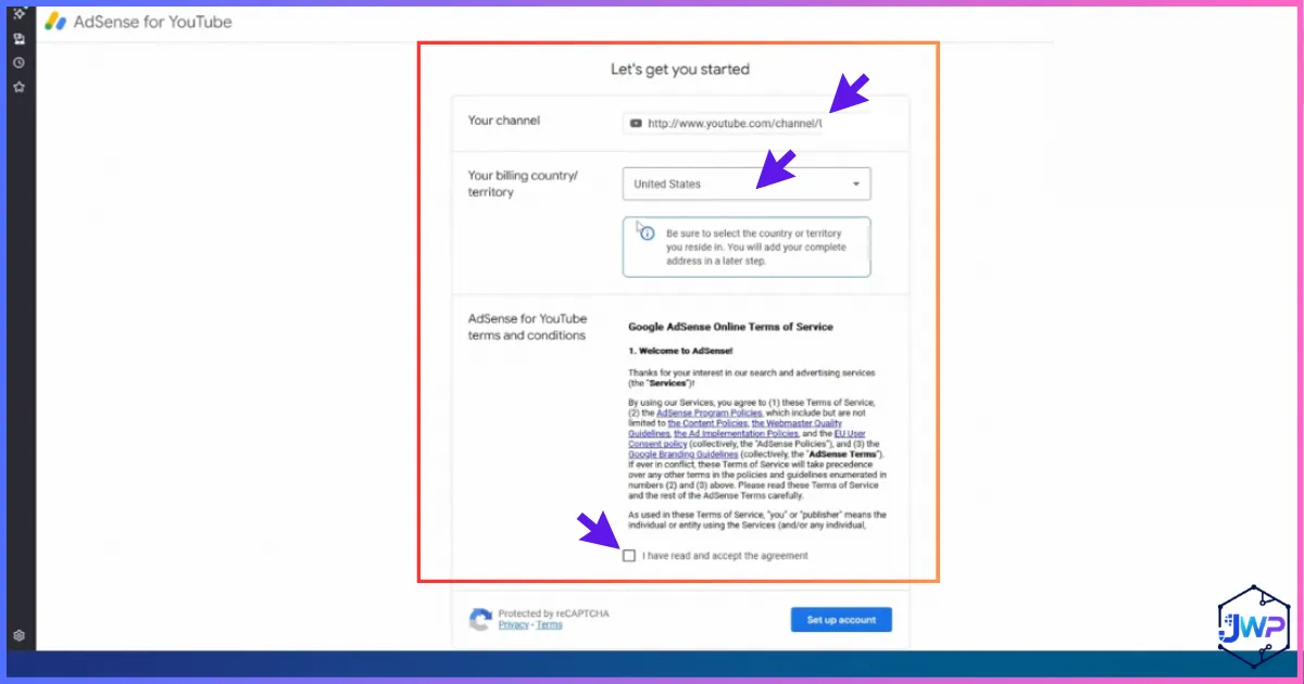 AdSense YouTube channel setup step 1 for a separated risk bucket