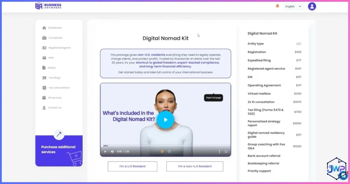 Business Anywhere Digital Nomad Kit page