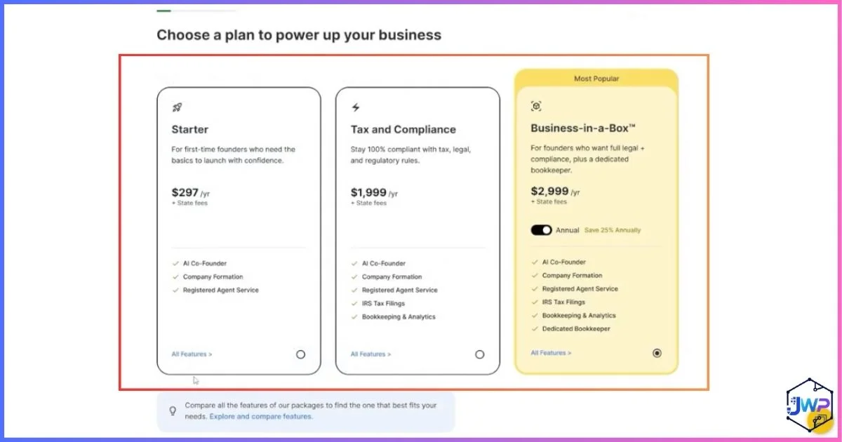 Doola onboarding step 7 choose a plan