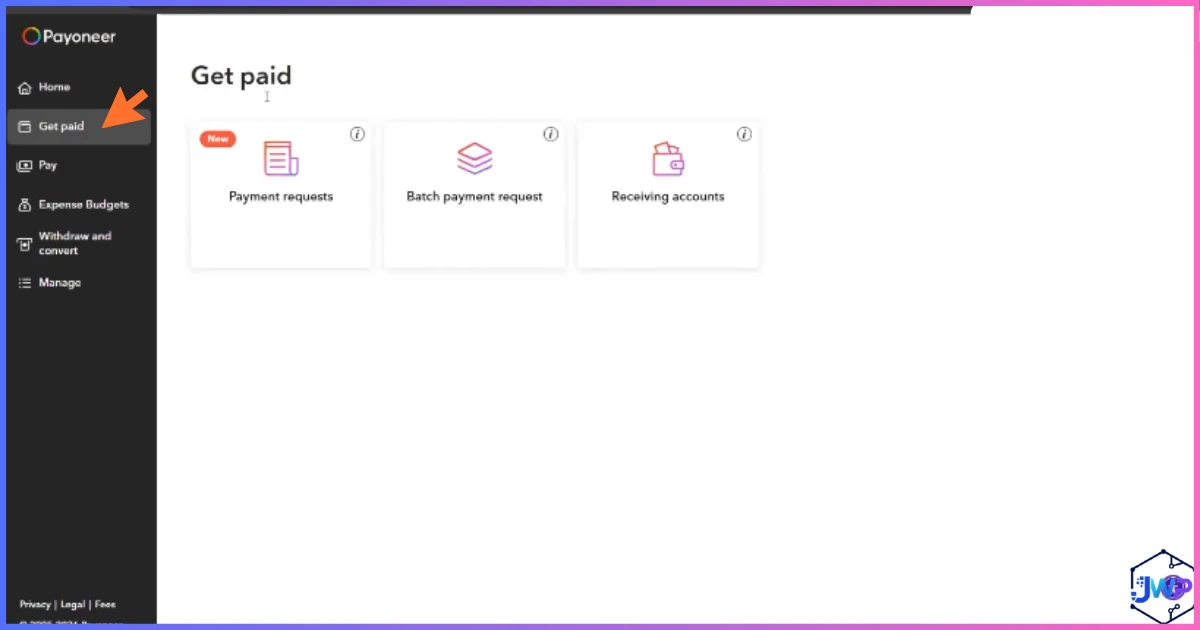 Payoneer dashboard get paid location