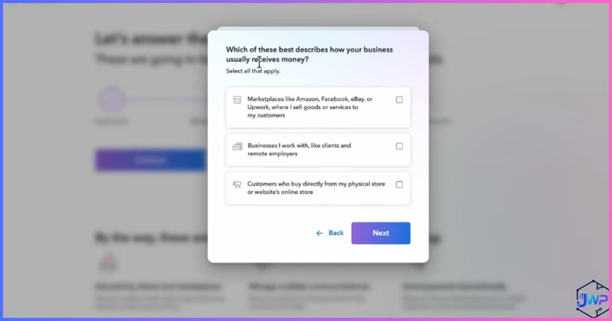 Payoneer how your business usually receives money screen