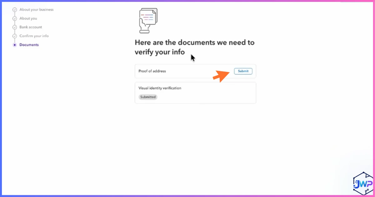 Payoneer upload documents for proof of address screen