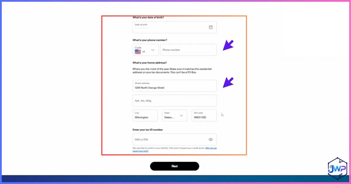 Enter phone number and address in PayPal Business setup
