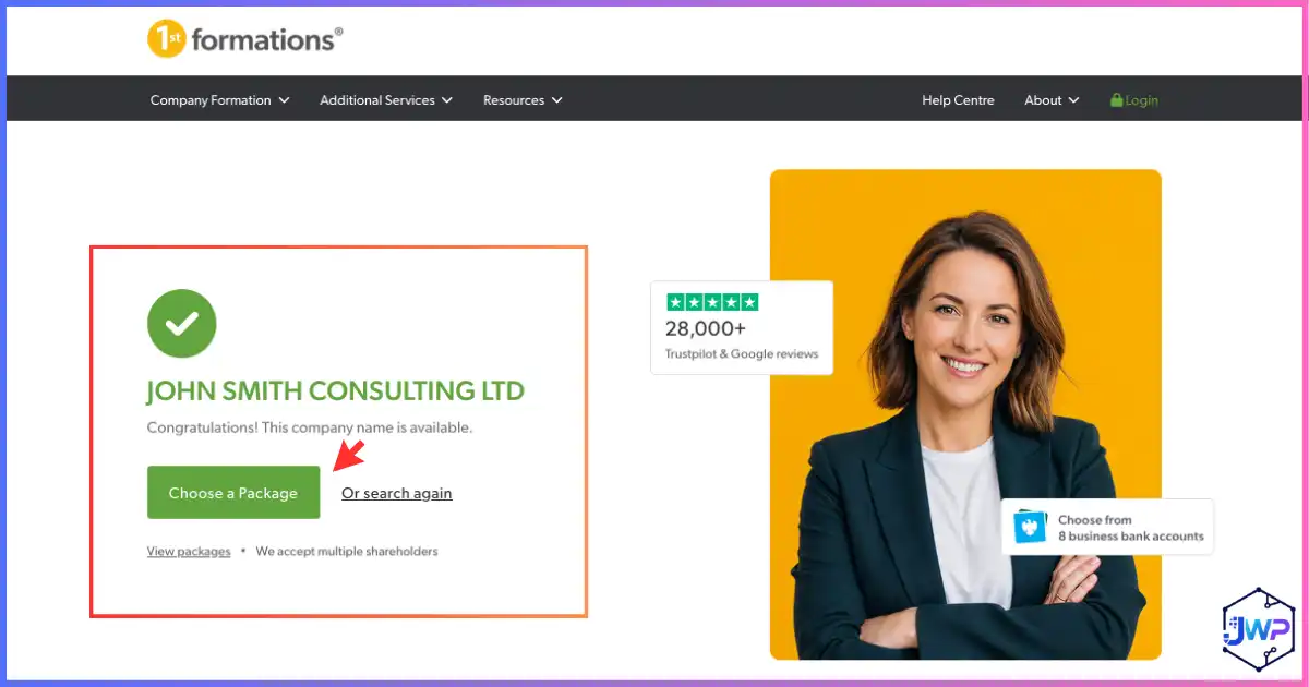 1st Formations limited company step 2: company name availability confirmation