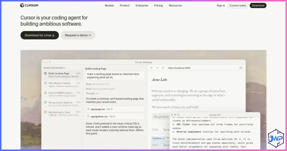 Cursor AI code editor interface as a VS Code alternative