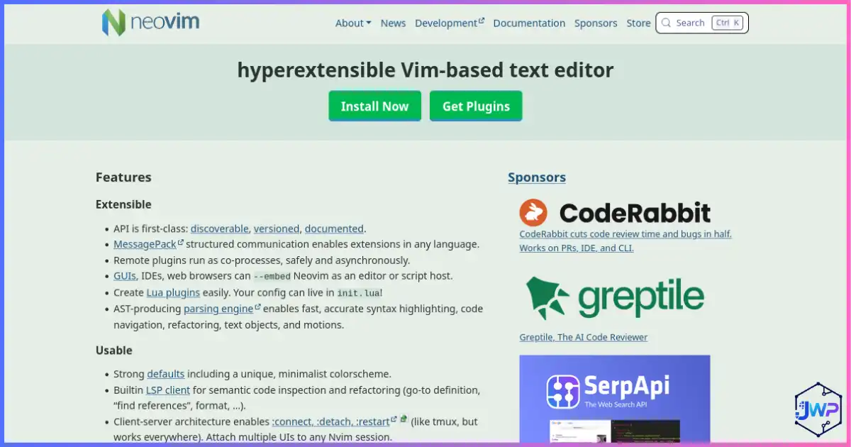 Neovim terminal-based text editor interface