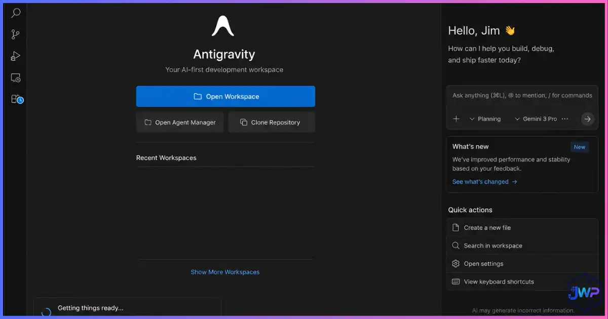 Google Antigravity IDE AI agent interface