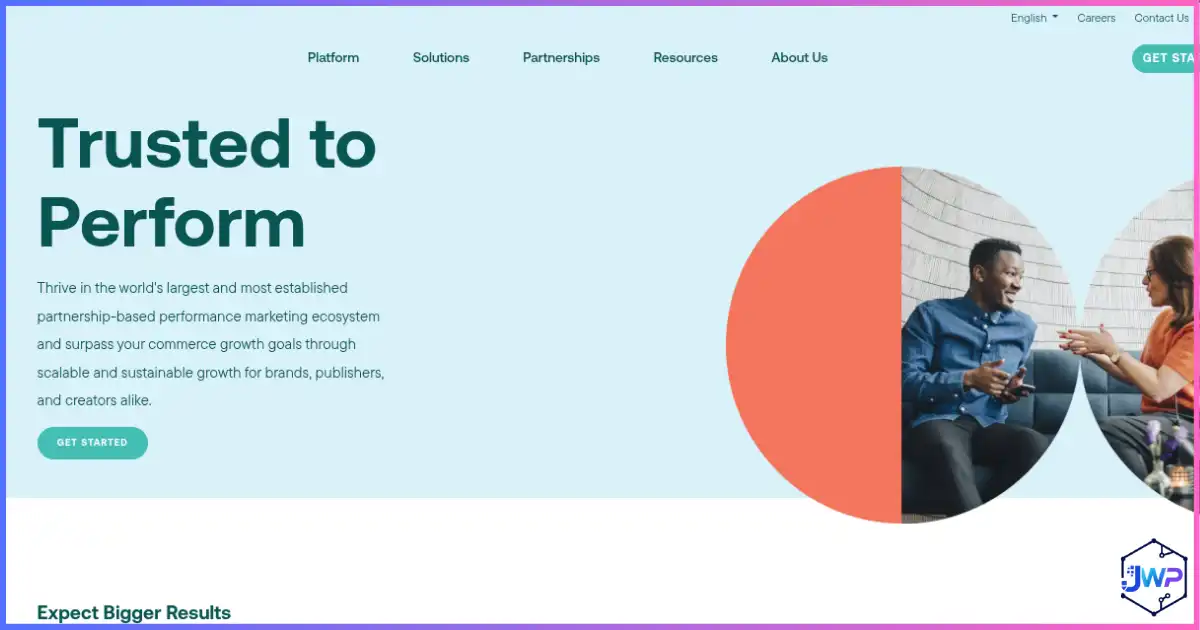 CJ Affiliate home page for advertiser and publisher network