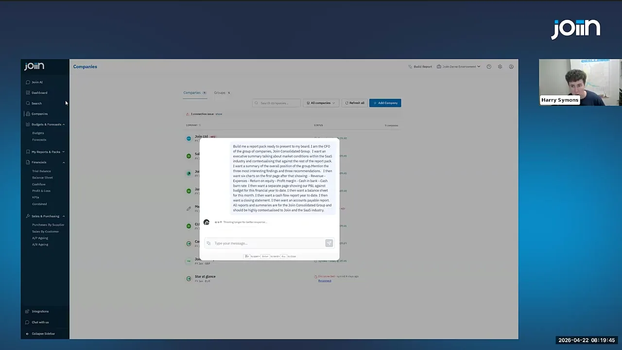 Joiin Report Builder Agent prompt for building a board-ready report pack