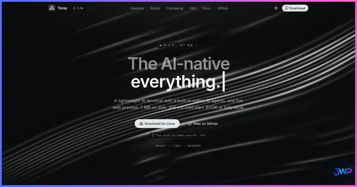 Terax terminal-first AI-native developer workspace