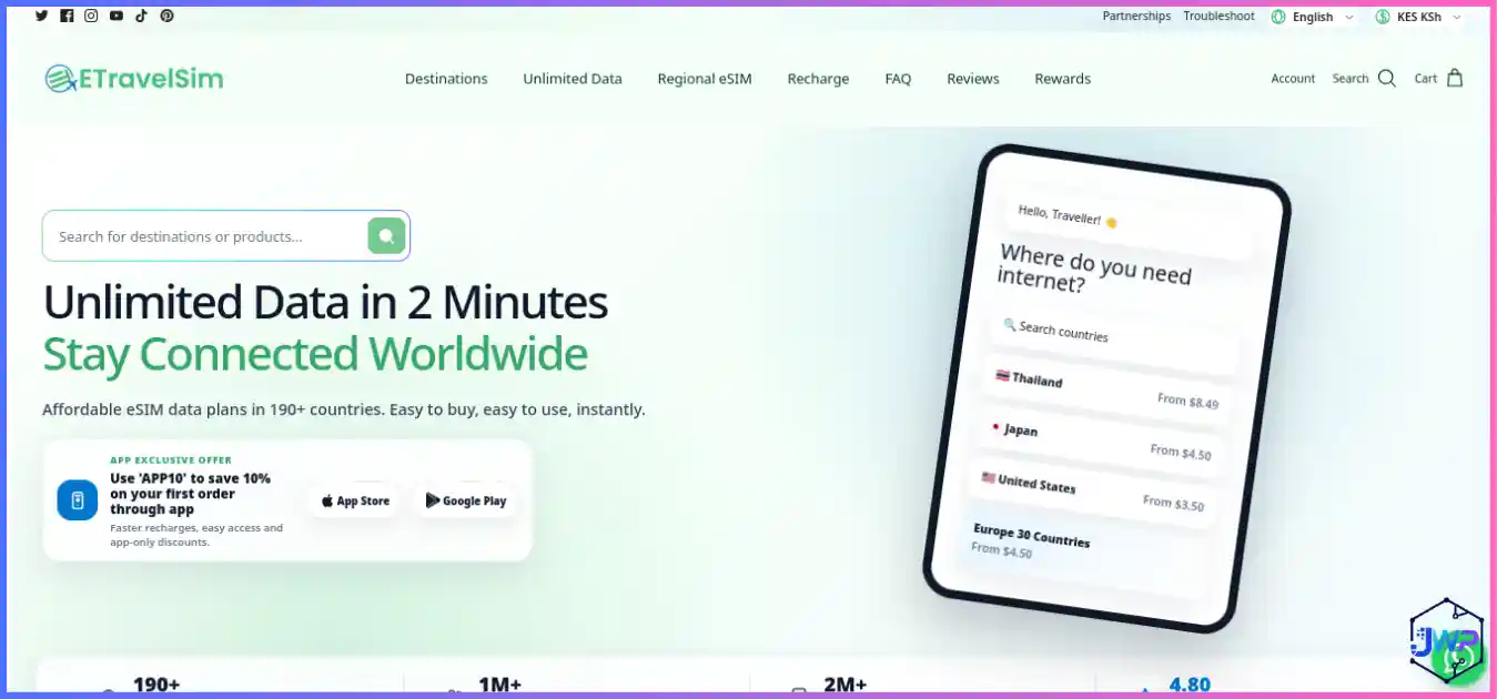 ETravelSim travel eSIM service